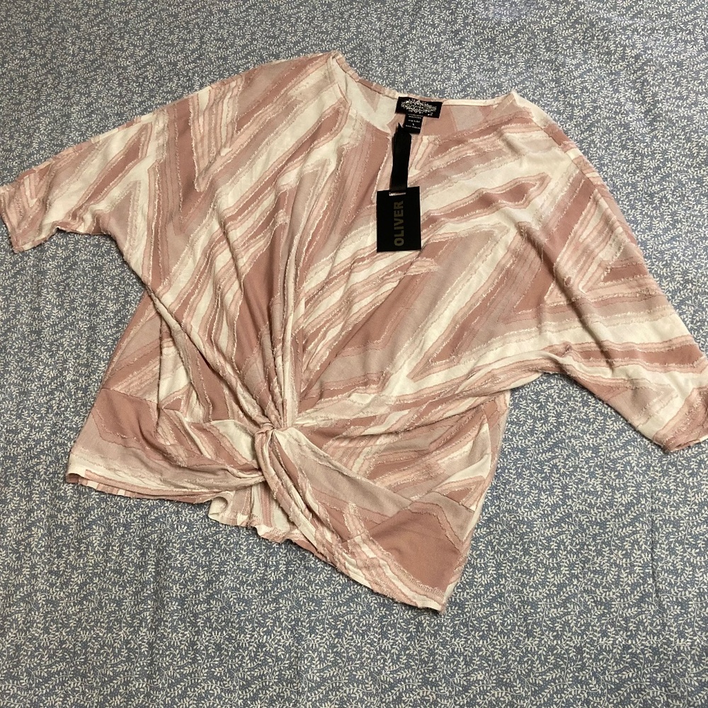 OLIVIA Ruched Criss-Cross Angel Wing Drape Top Large